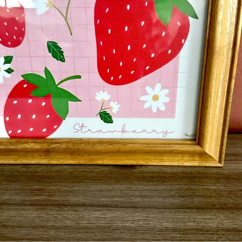 Fruit Market Strawberry Canvas Art Print Wood Framed Wall Hang Art Cottage Cozy